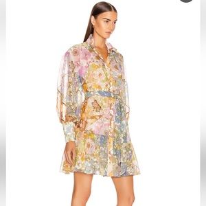 Zimmermann Floral Mini Dress in Pink, Yellow, Blue and Cream